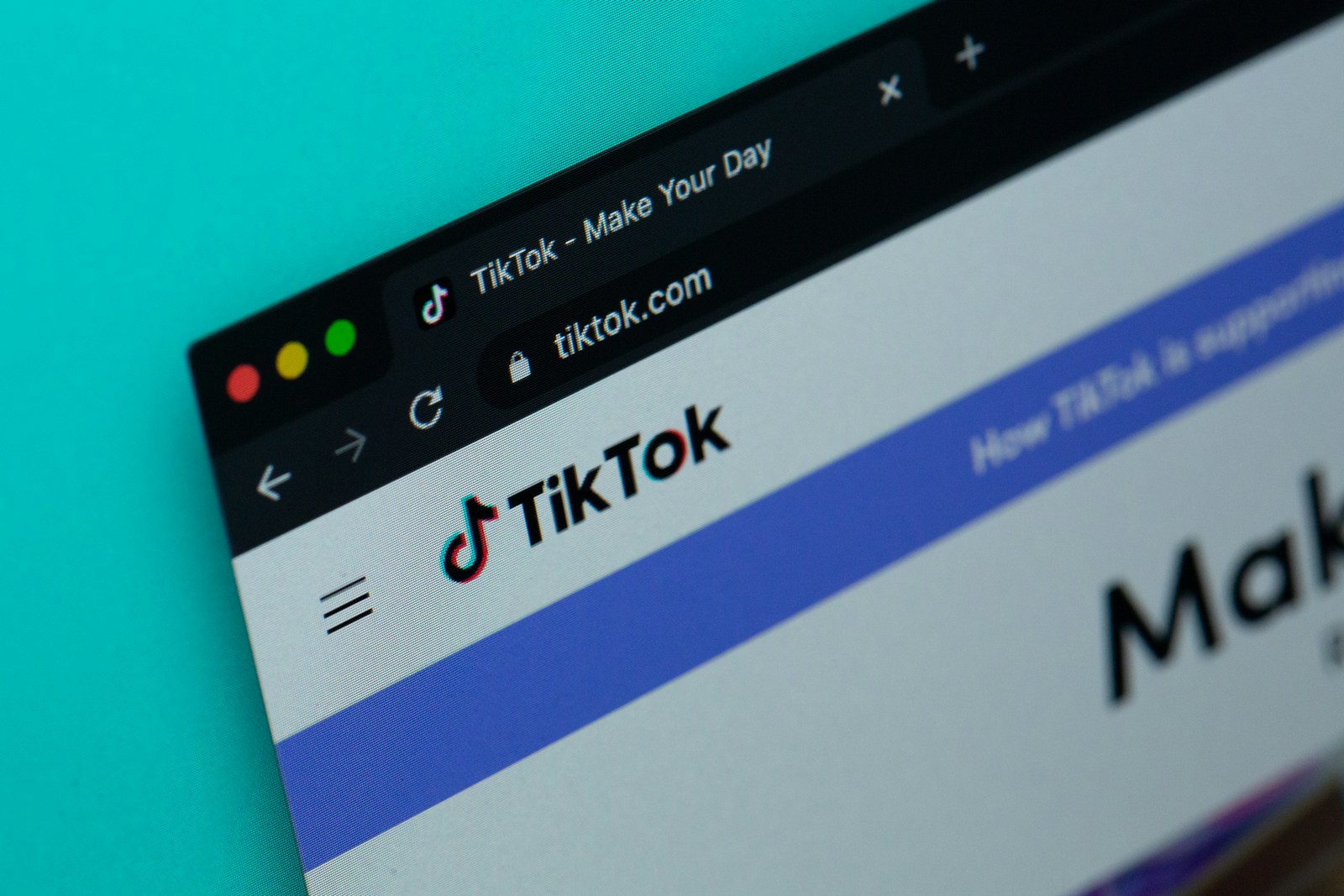 a computer screen with the word tiktok on it